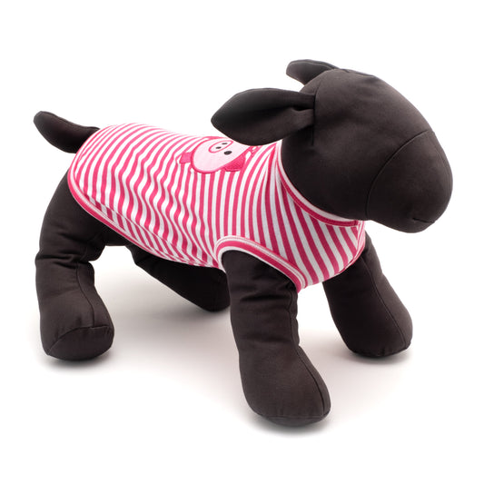 Wilbur Pig Dog Tank Top – Cotton, Pink/White, Sizes XS–XXL