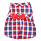 Red/White/Blue Check Dog Dress – Cotton, Red/White/Blue, Sizes XS–XXL