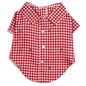 Check Trees Dog Shirt – Cotton, Red/White, Sizes XS–XXL