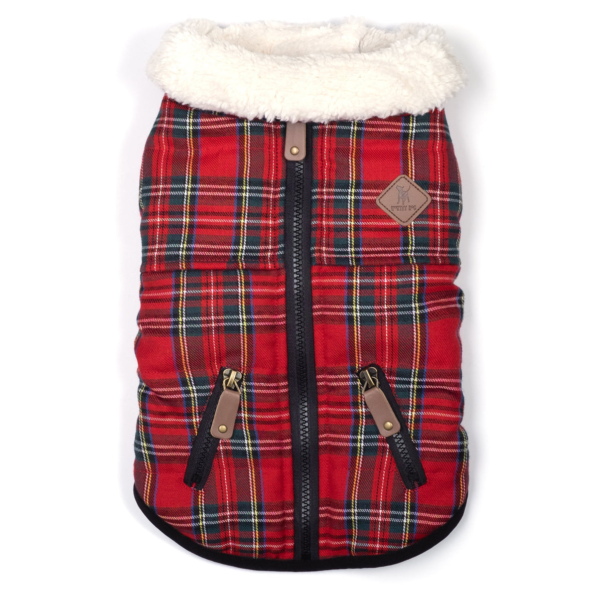 Red Tartan Dog Jacket, red, main product view