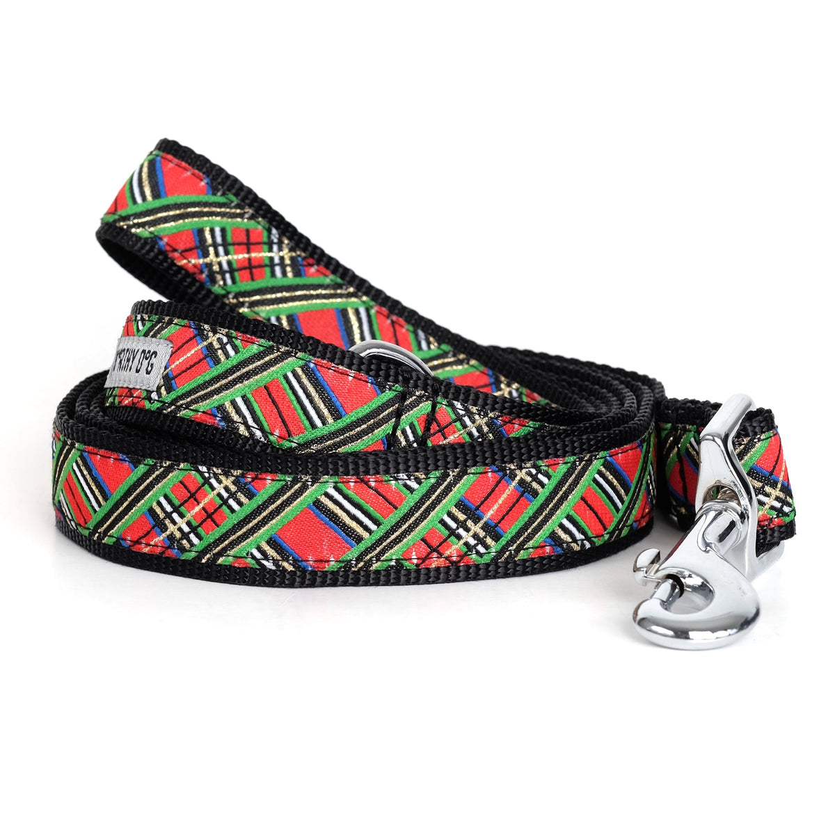Red Lurex Plaid Dog Leash – Red, Size L