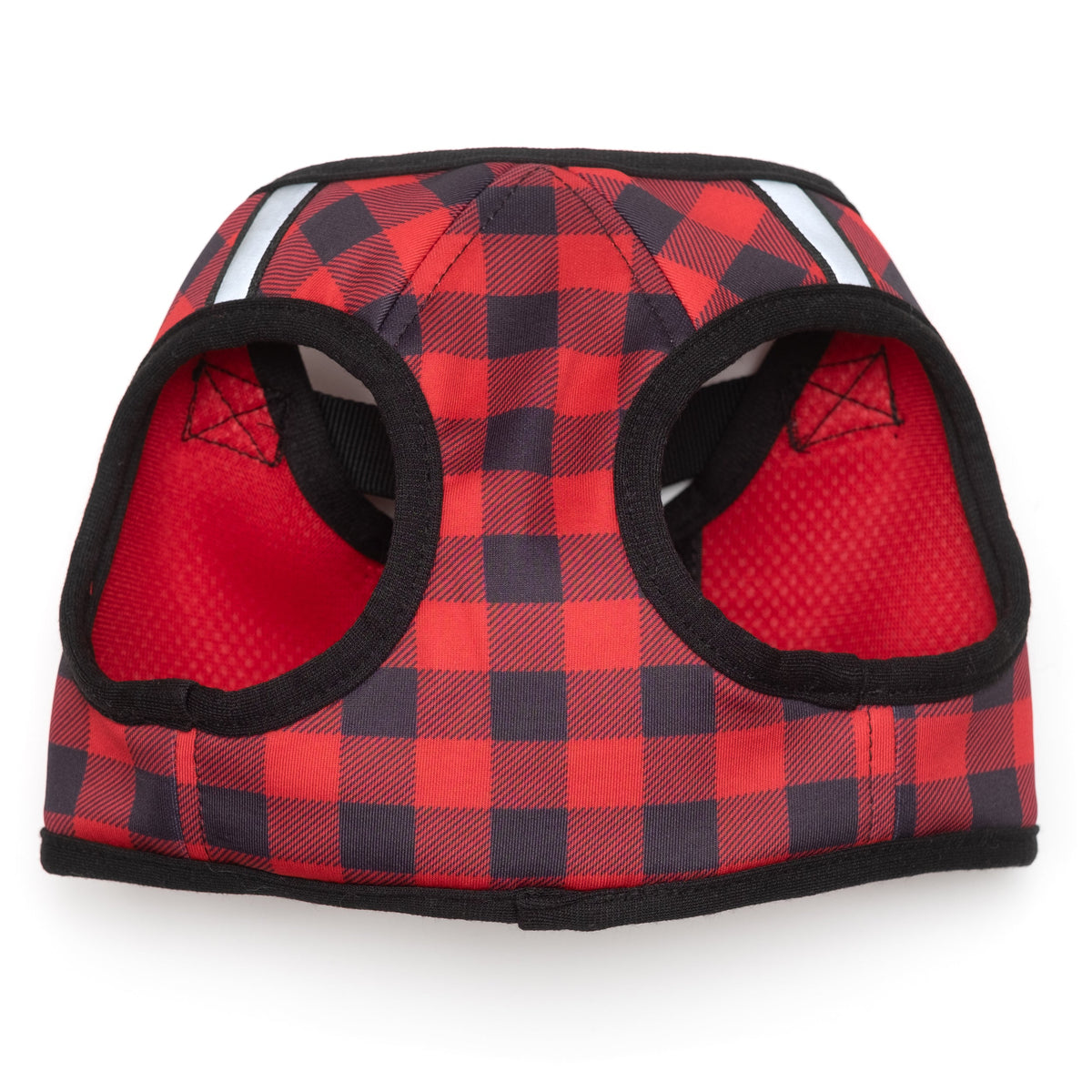 Red and Black Buffalo Plaid Step-In Dog Harness in red/black, product view 2