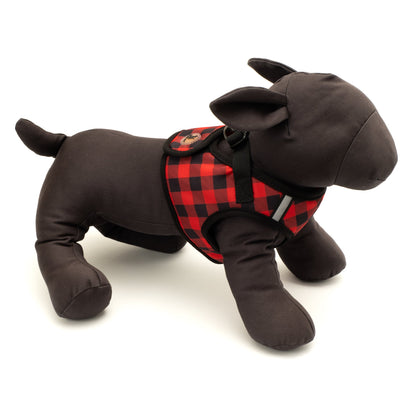 Red and Black Buffalo Plaid Step-In Dog Harness in red/black, product view 3