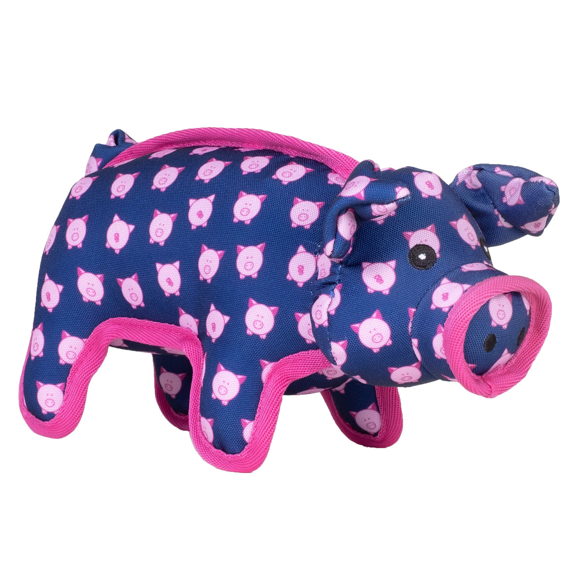 Navy and Pink Pig Squeaky Dog Toy in navy, main product view
