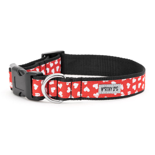 Be Mine Dog Collar – Red, Sizes XS–XL