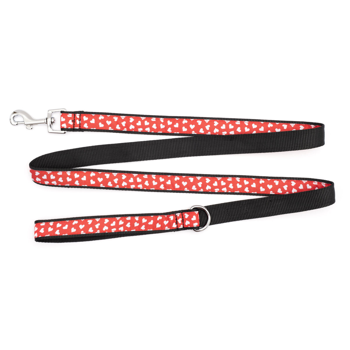 Heart ribbon leash with black nylon backing