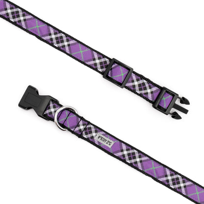 Bias Plaid Dog Collar – 5 colours, Sizes XS–XL