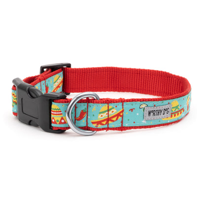Cinco de Mayo Dog Collar – Turquoise, Sizes XS–XL