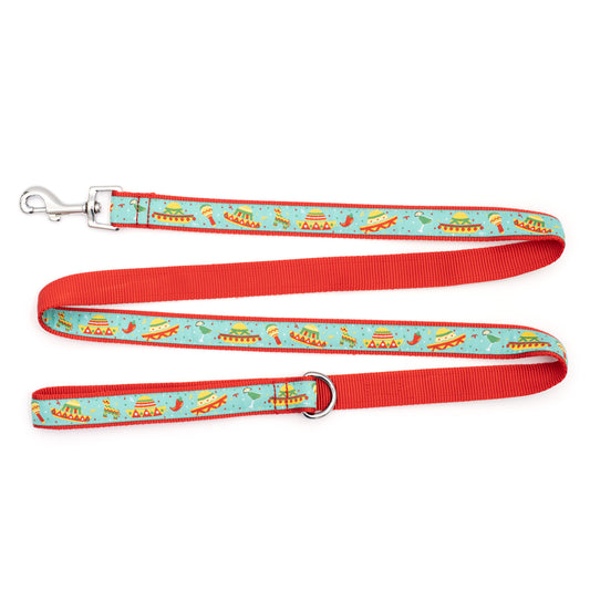 Cinco de Mayo Dog Leash – Turquoise, Sizes S, L
