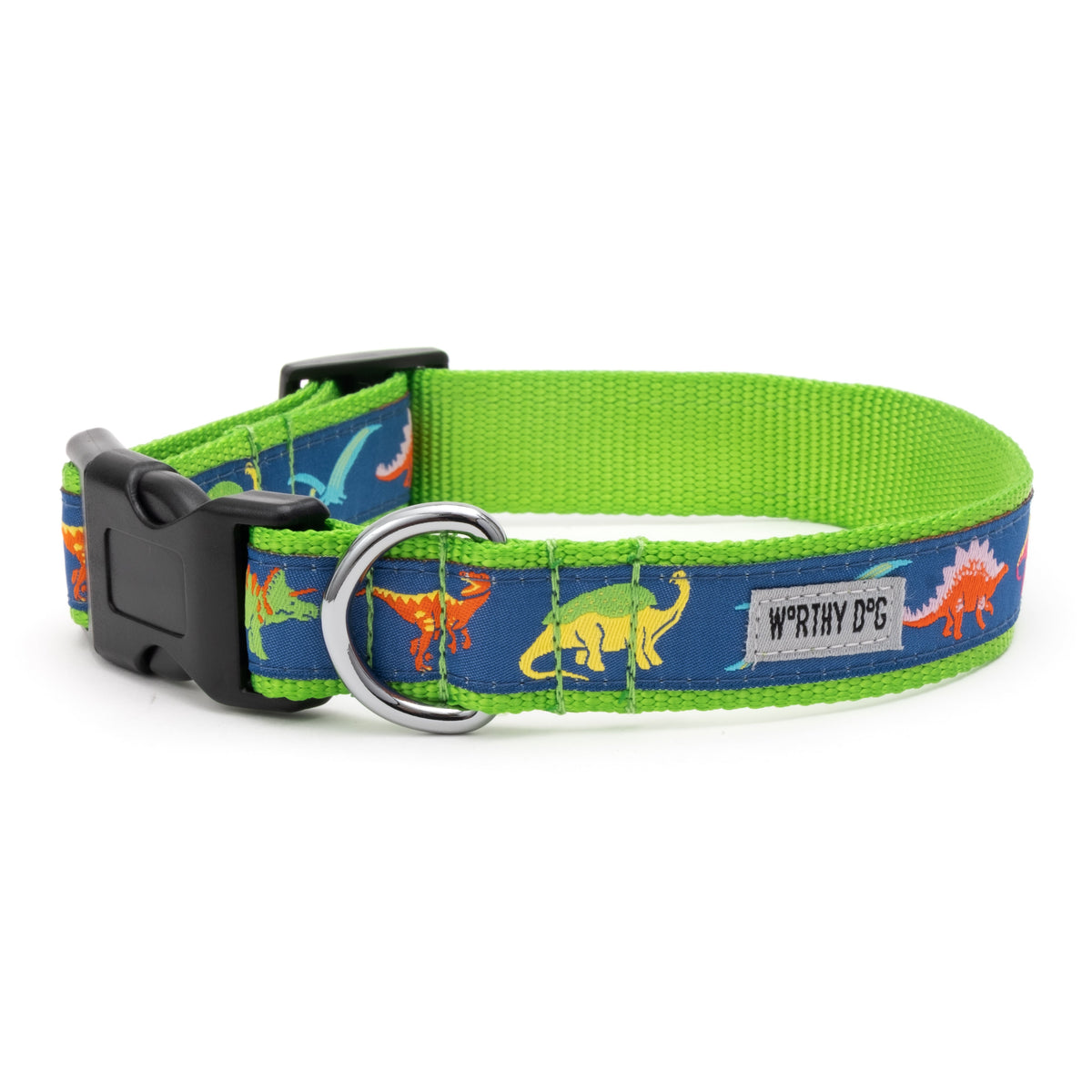 Navy Dinosaur Dog Collar in navy, product view 2