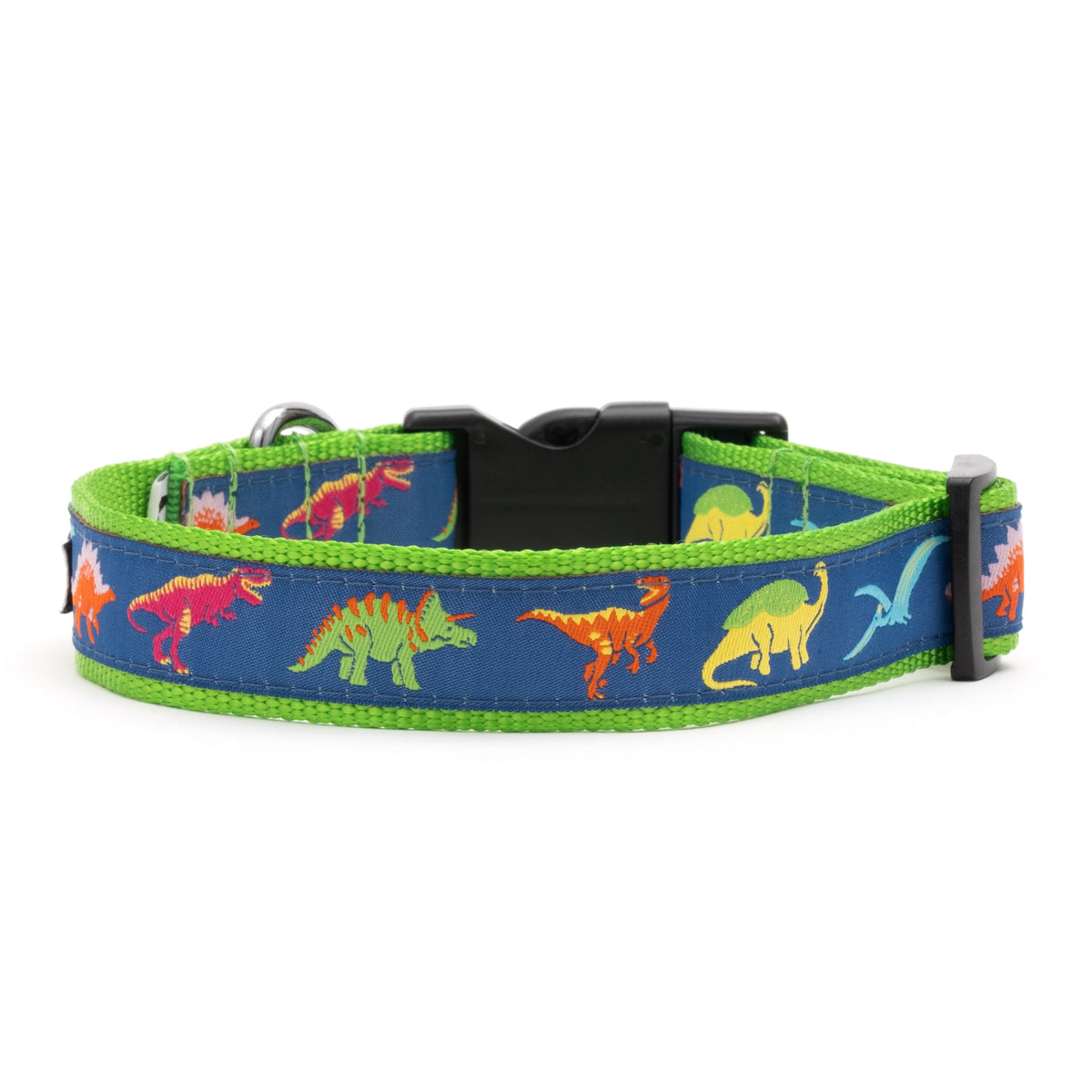 Navy Dinosaur Dog Collar in navy, product view 4