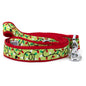 Green Christmas Lights Nylon Dog Leash — coiled leash