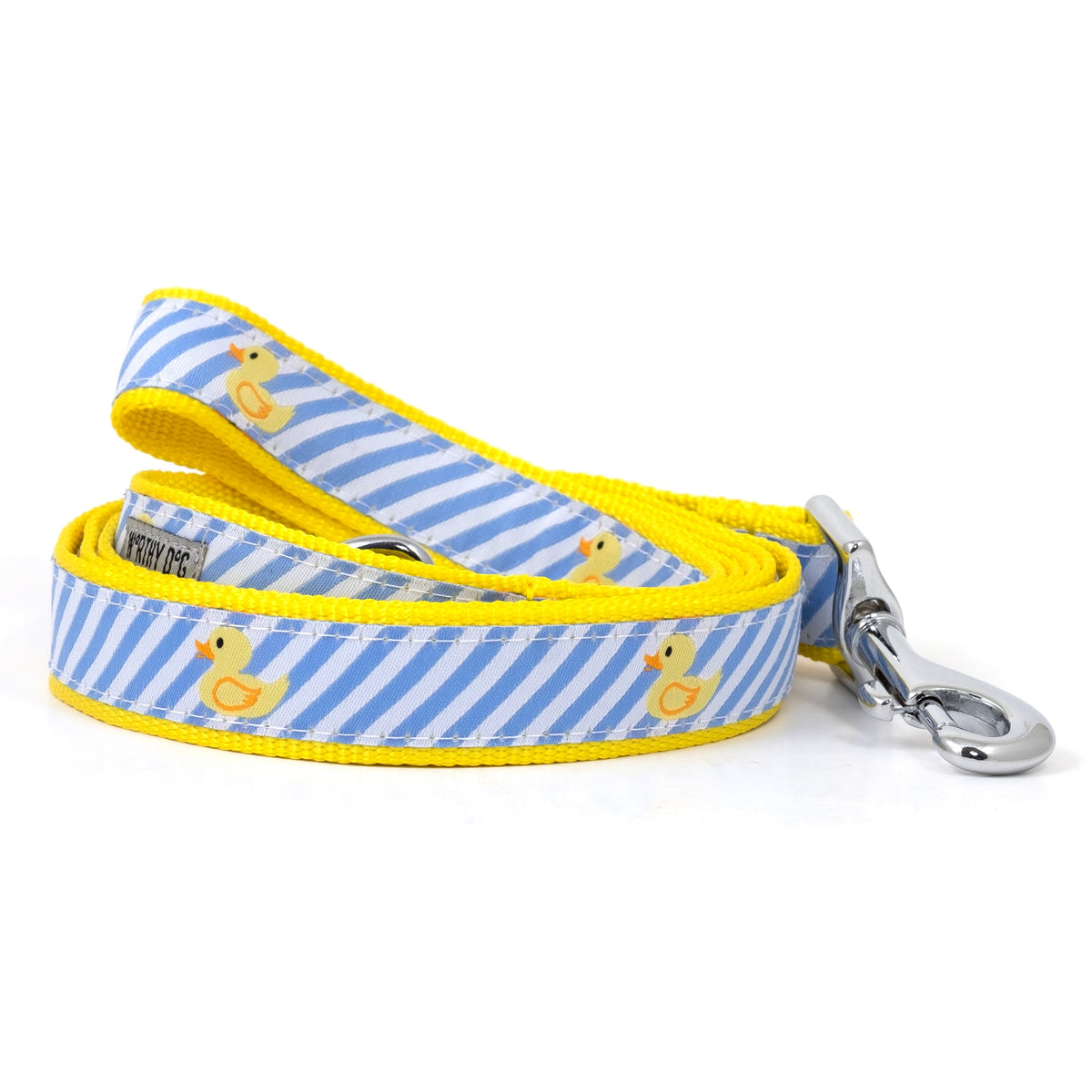 Lt. Blue Stripe Rubber Duck Dog Leash – Light Blue, Sizes S, L