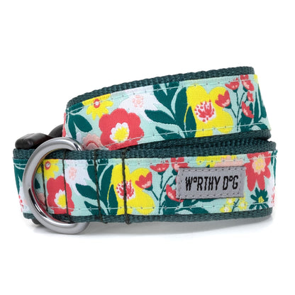 Spring Bouquet Dog Collar – Green, Sizes XS–XL