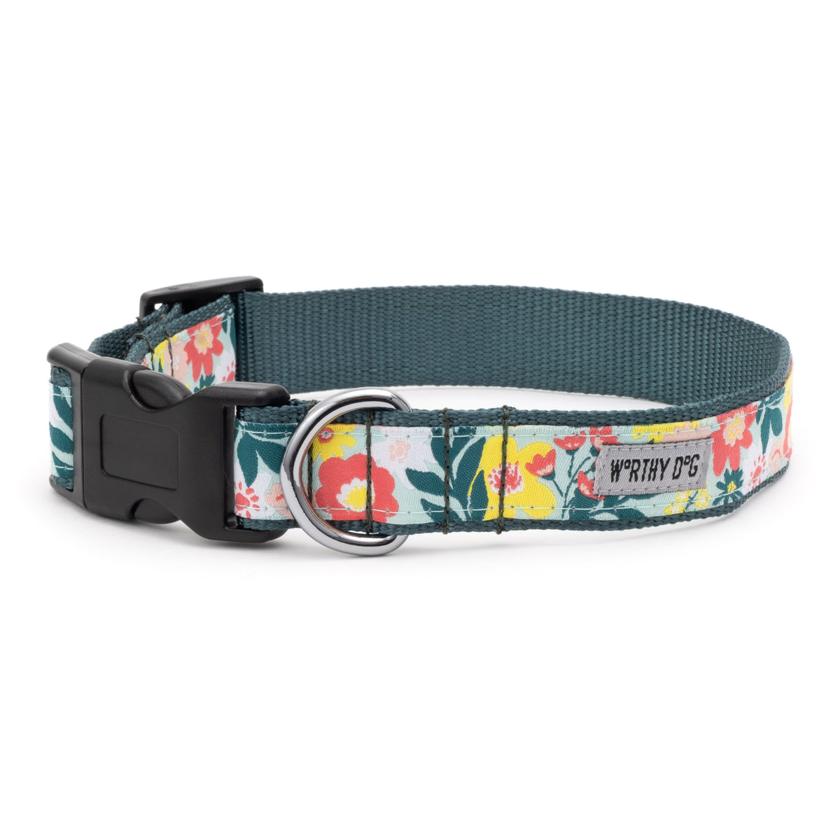 Spring Bouquet Dog Collar – Green, Sizes XS–XL
