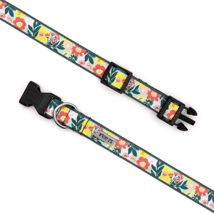 Spring Bouquet Dog Collar – Green, Sizes XS–XL