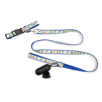 Surf’s Up Dog Leash – Blue, Sizes S, L