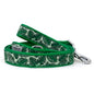 Green Tropical Leaves Nylon Dog Leash — coiled leash