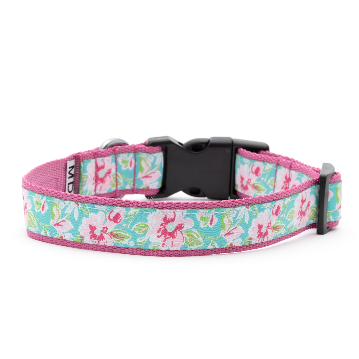 Teal Floral Dog Collar in teal, product view 4