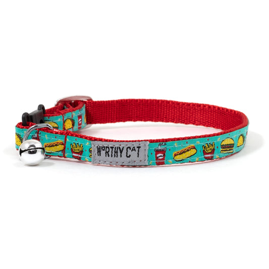 Food Fest Cat Collar – Turquoise, Size One Size