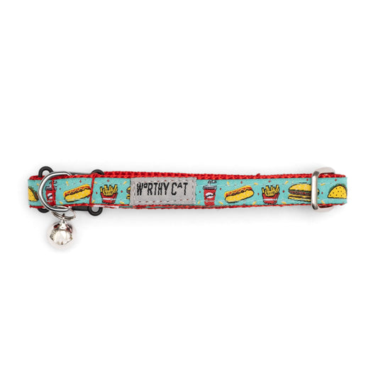 Food Fest Cat Collar – Turquoise, Size One Size
