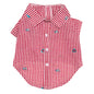 Gingham Chomp Dog Shirt – Cotton, Red/White, Sizes XS–XXL