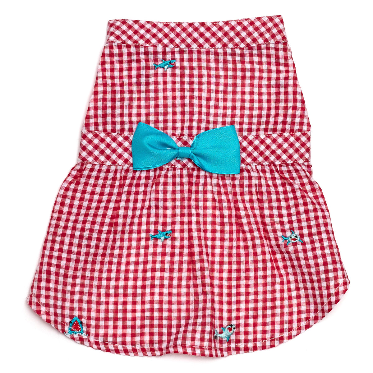 Gingham Chomp Dog Dress – Cotton, Red/White, Sizes XS–XXL