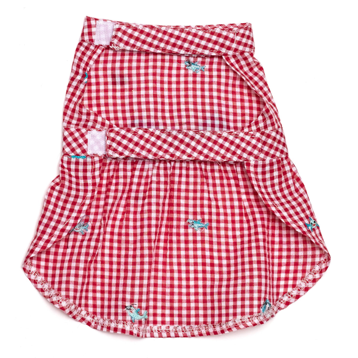 Gingham Chomp Dog Dress – Cotton, Red/White, Sizes XS–XXL