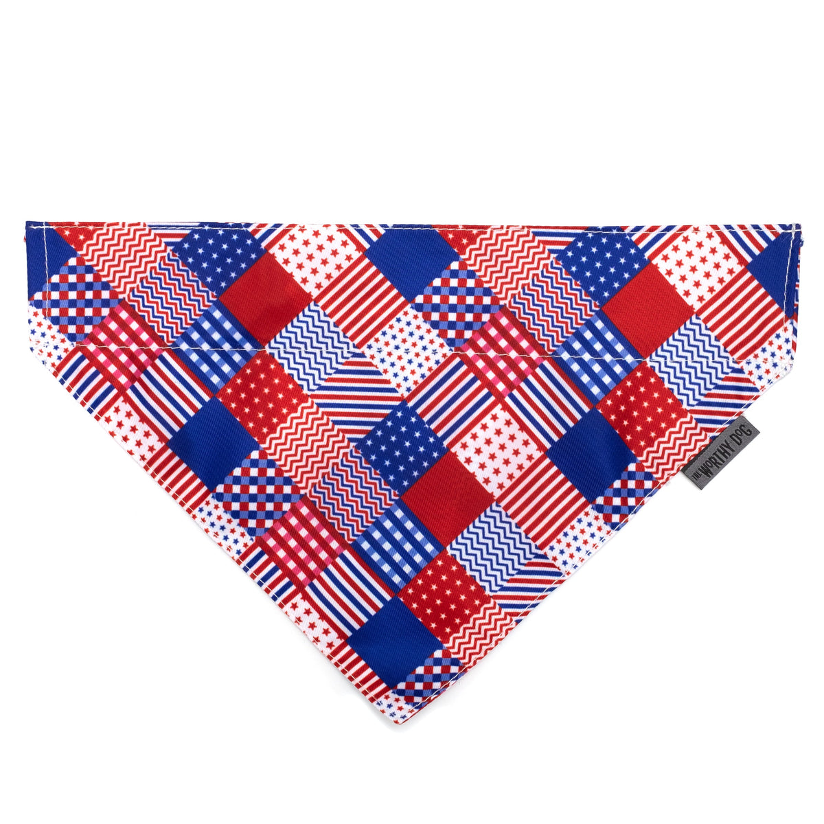 Americana Dog Slide-On Bandana – Polyester, Red/White/Blue, Sizes S, L