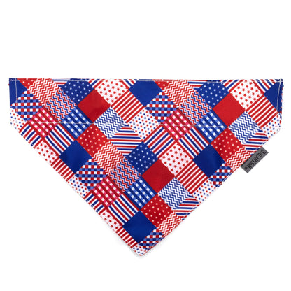 Americana Dog Slide-On Bandana – Polyester, Red/White/Blue, Sizes S, L