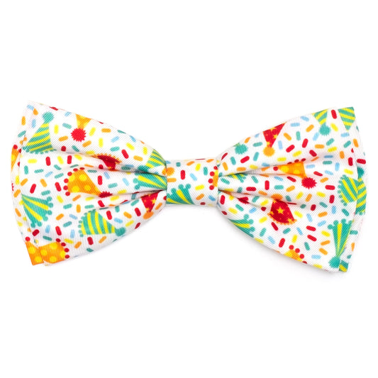Celebrate Dog Bow Tie – Polyester, White, Sizes S, L