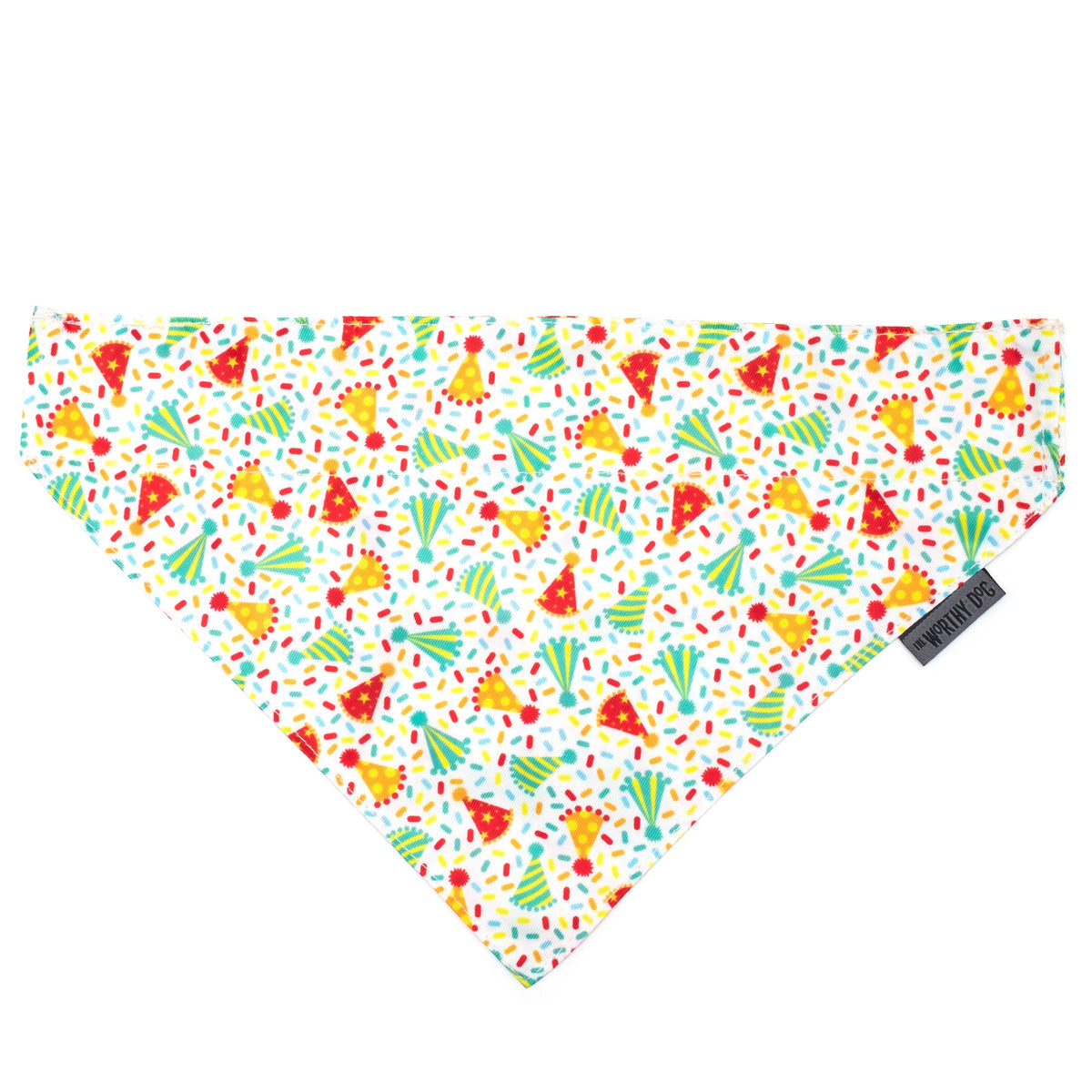 Celebrate Dog Slide-On Bandana – Polyester, White, Sizes S, L