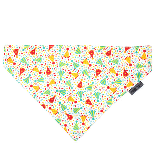 Celebrate Dog Slide-On Bandana – Polyester, White, Sizes S, L