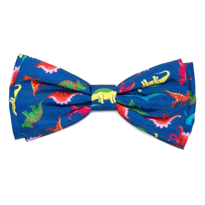 Dino Dog Bow Tie – Polyester, Navy, Sizes S, L