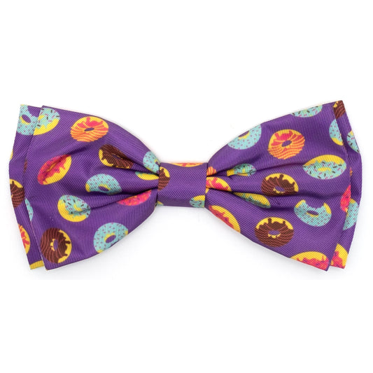 Donuts Dog Bow Tie – Polyester, Purple, Sizes S, L