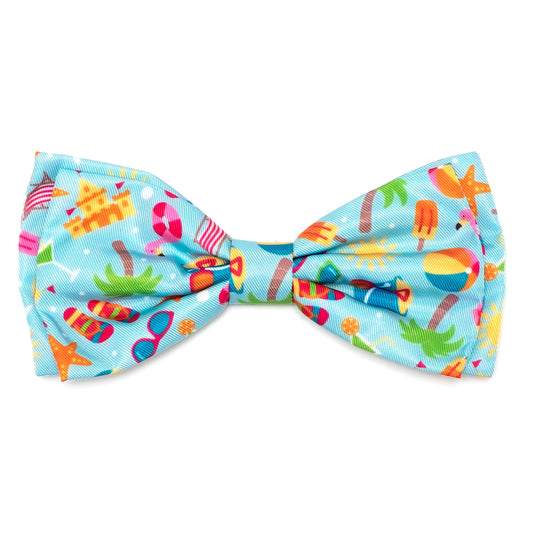 Life's a Beach Dog Bow Tie – Polyester, Mint Green, Sizes S, L