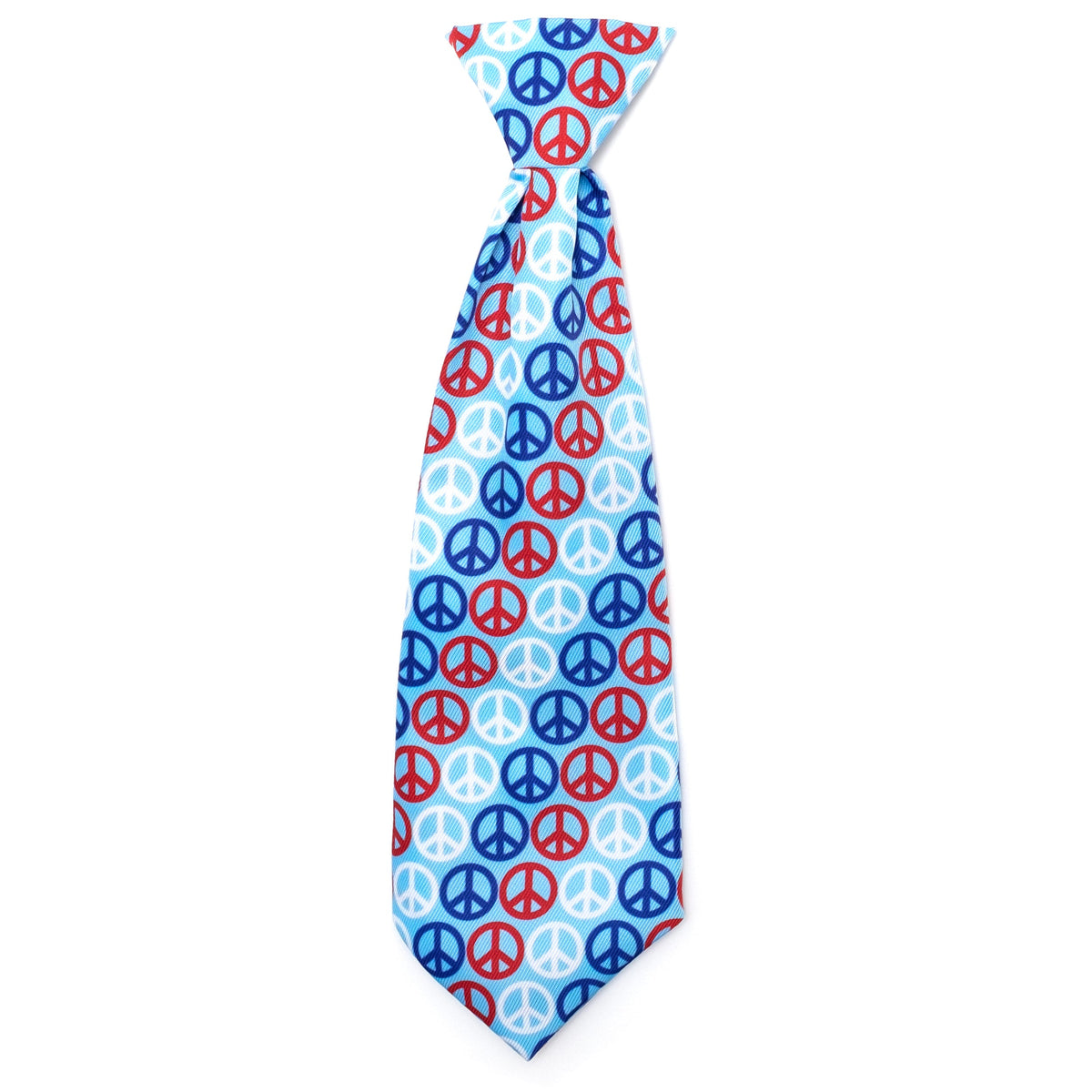 Red, White, and Blue Peace Dog Neck Tie – Polyester, Blue, Sizes S, L