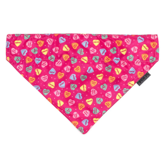 Puppy Love Dog Slide-On Bandana – Polyester, Pink, Sizes S, L