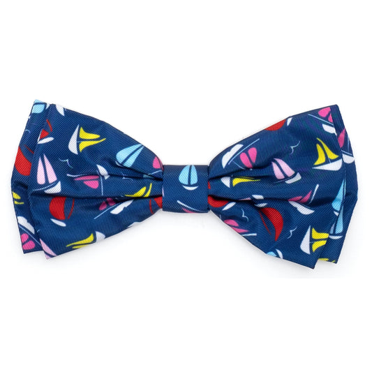 Sailboats Dog Bow Tie – Polyester, Navy, Sizes S, L