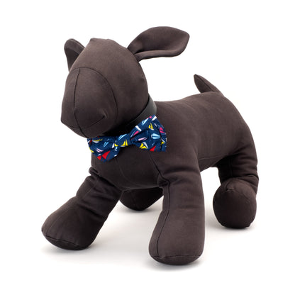 Sailboats Dog Bow Tie – Polyester, Navy, Sizes S, L