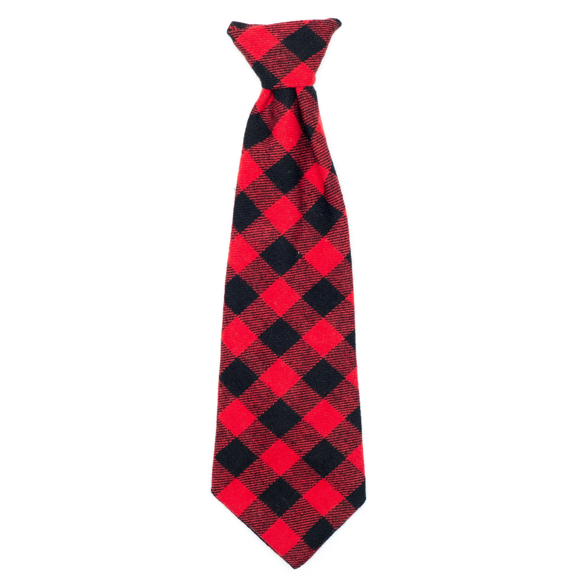 Buffalo Plaid Dog Neck Tie – Cotton, Red/Black, Sizes S, L