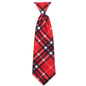Bias Plaid Blue Dog Neck Tie – Polyester, Tan, Red & Blue, Sizes S, L