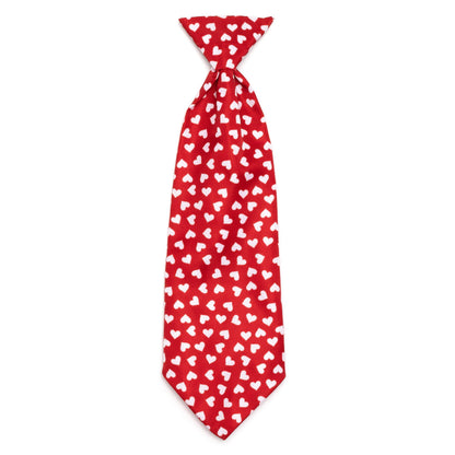 Hearts Dog Neck Tie – Polyester, Red, Sizes S, L