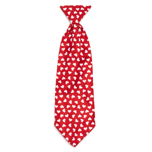Hearts Dog Neck Tie – Polyester, Red, Sizes S, L