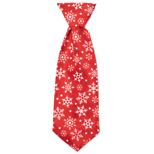 Let It Snow Dog Neck Tie – Polyester, Red, Sizes S, L