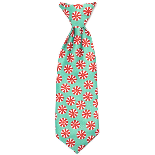 Peppermints Dog Neck Tie – Polyester, Green, Sizes S, L
