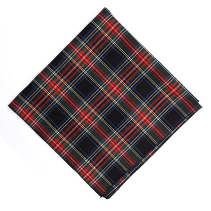 Black Stewart Dog Bandana – Cotton, Black Multicolored, Sizes S, L