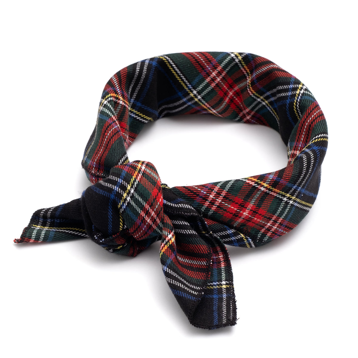 Black Stewart Dog Bandana – Cotton, Black Multicolored, Sizes S, L