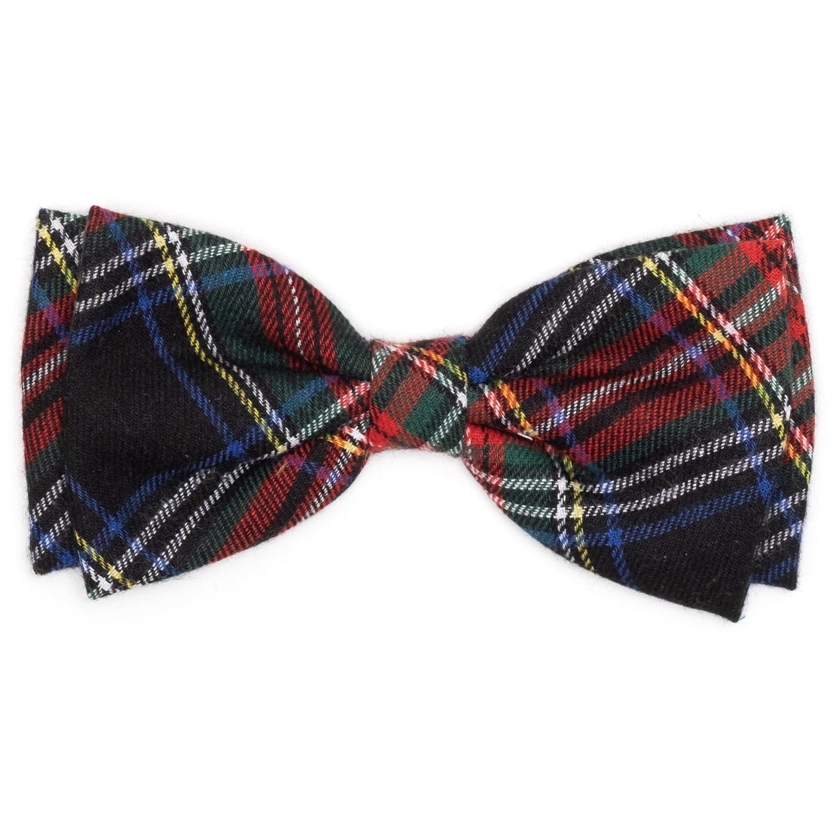 Black Stewart Dog Bow Tie – Cotton, Black Multicolored, Sizes S, L