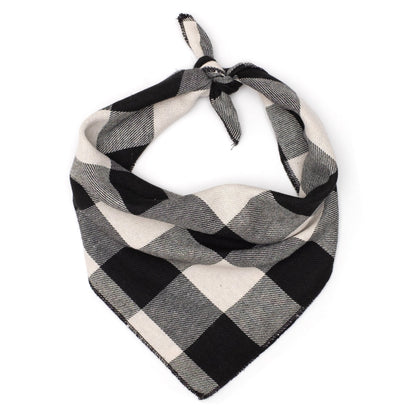 Black/Off White Buffalo Dog Bandana – Cotton, Black/White, Sizes S, L